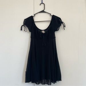 Vintage Y2K Cosabella Italian Sheer Micro‎ Mesh Black Babydoll Slip Size M